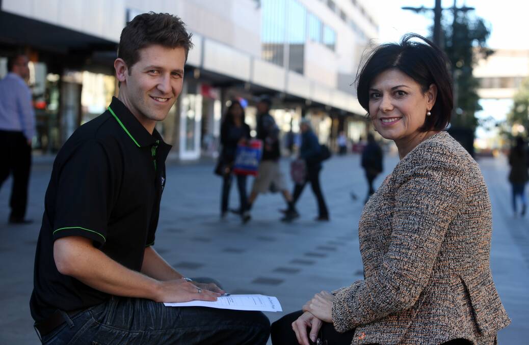 Wollongong Central retail project manager Ben Hughes and IRT Group CEO Nieves Murray. Picture: ROBERT PEET