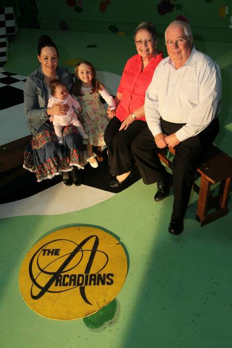 Three generations of the Corrin family have performed with the Arcadians theatre group. From left, Jennifer with daughters Charlotte and Chloe, and Christine and Derek. Picture: GREG TOTMAN
