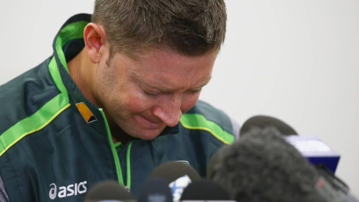 Clarke struggled to read the statement that lasted two minutes and seven seconds. Picture: GETTY IMAGES