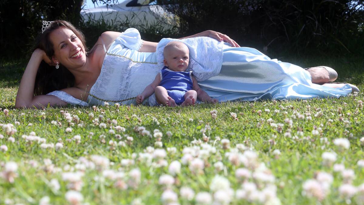 Brinie Scheen of Dragonfly Parties with her three-week-old son Benji. Picture: ROBERT PEET