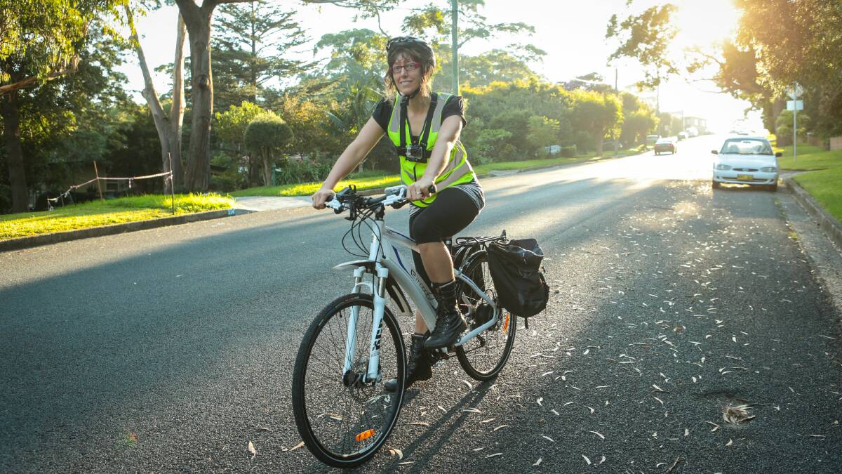 Mangerton resident Jacqui Besgrove cycles to work at UOW. Picture: ADAM McLEAN