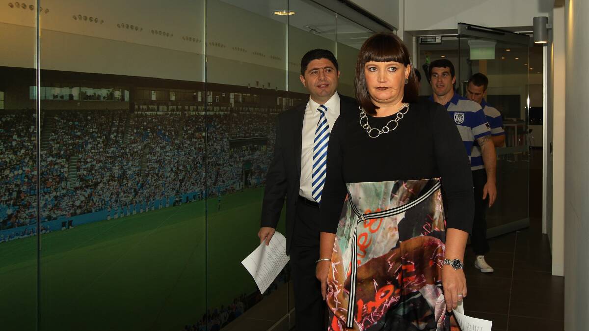 Castle with Canterbury Bulldogs Chairman Ray Dib, left. Picture: JAMES BRICKWOOD
