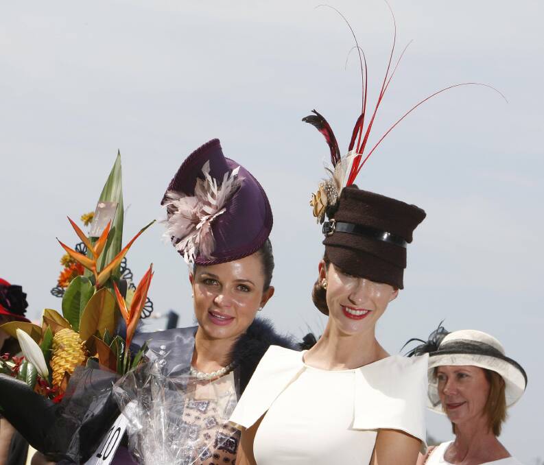Fashions in the Field classic winner Camilla Piggott, left, with runner-up Brooke Stahan. Picture: ANDY ZAKELI