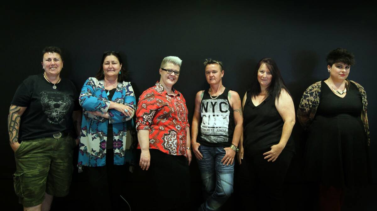 Angie Scerri, Director of Regional Services at ACON Shannon Wright, Illawarra Women’s Health Project officer Emma Rodrigues, Vickiu Black, Penny Stephens and project officer Di Drew. Picture: SYLVIA LIBER