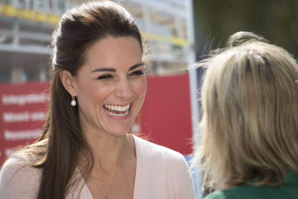 Catherine laughs during her visit to Elizabeth in Adelaide. Picture: GETTY IMAGES
