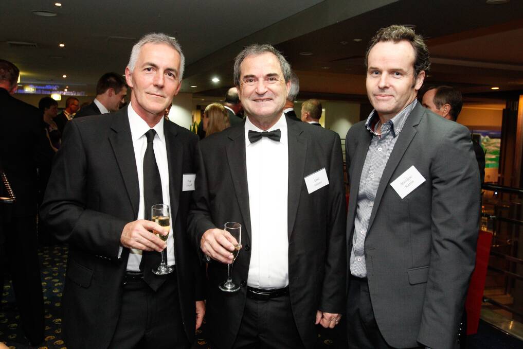 Drago Chikitch, Emil Toussis and Matthew Martin at the Illawarra Connection’s black-tie dinner.