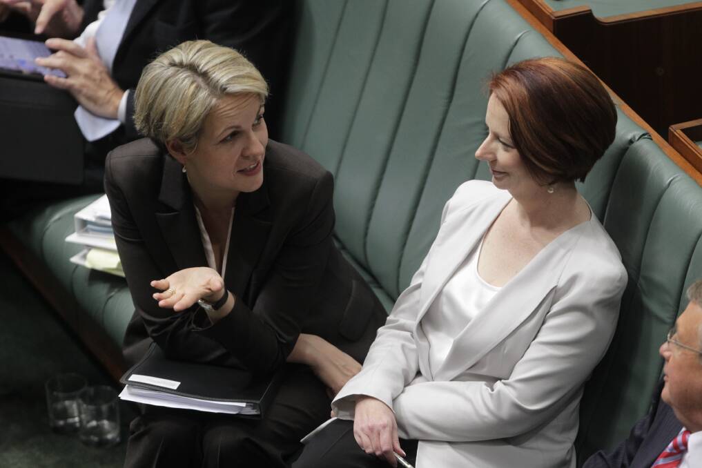 Tanya Plibersek, pictured with former prime minister Julia Gillard in 2012, said: "In large part, the feminists of the hit squad arrived on the ground after the game was over. Julia Gillard, I think, felt very much alone." Picture: ANDREW MEARES