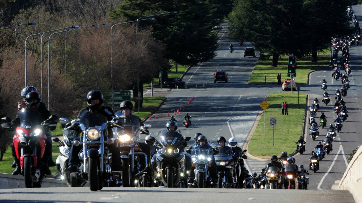 Nearly 1500 riders were expected to make the trip to Canberra. Picture: GRAHAM TIDY