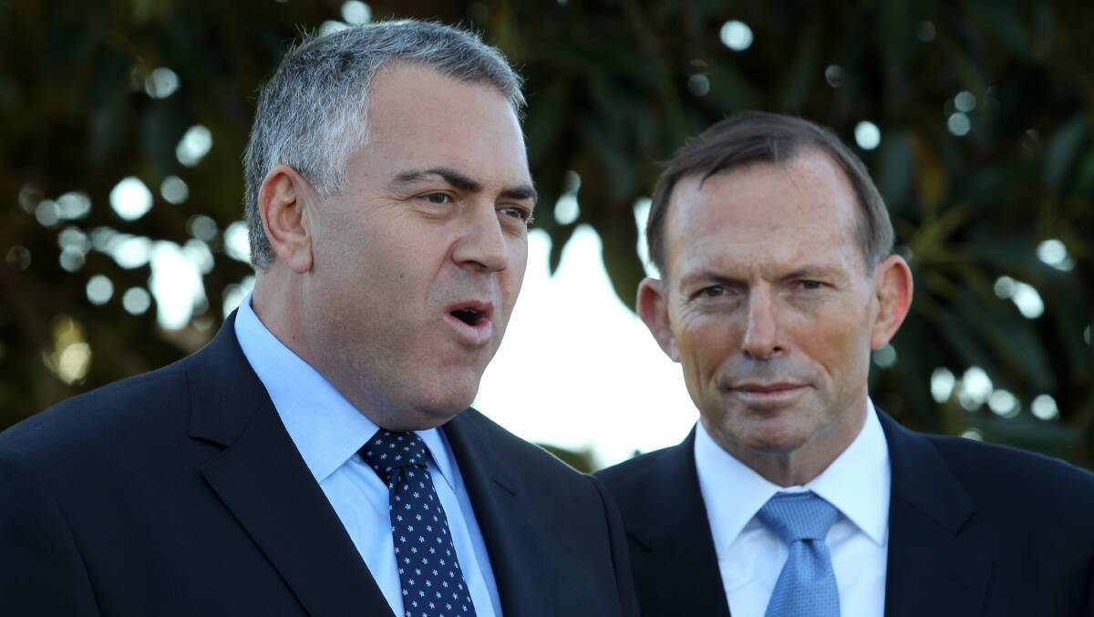 Treasurer Joe Hockey and Prime Minister Tony Abbott. Picture: JONATHAN NG