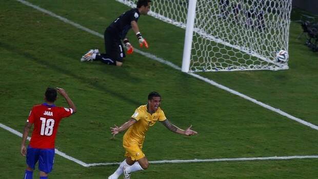 The Socceroos star had a goal ruled out. Picture: REUTERS