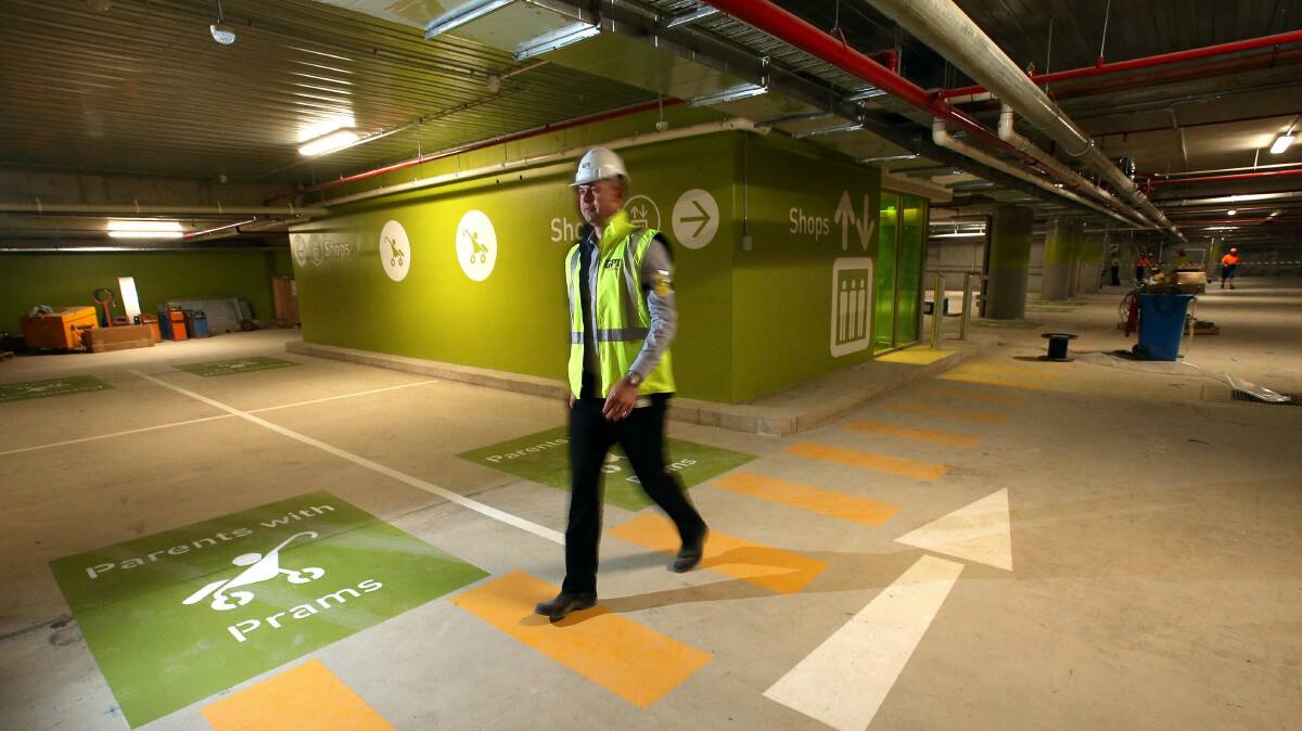 GPT development manager Steve Turner in the West Keira development underground  parking area. Pictures: KIRK GILMOUR