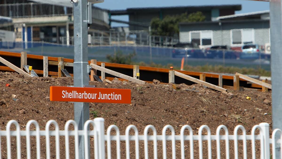 New signs installed on the platforms of the $39 million railway station at Shellharbour. Picture: GREG TOTMAN