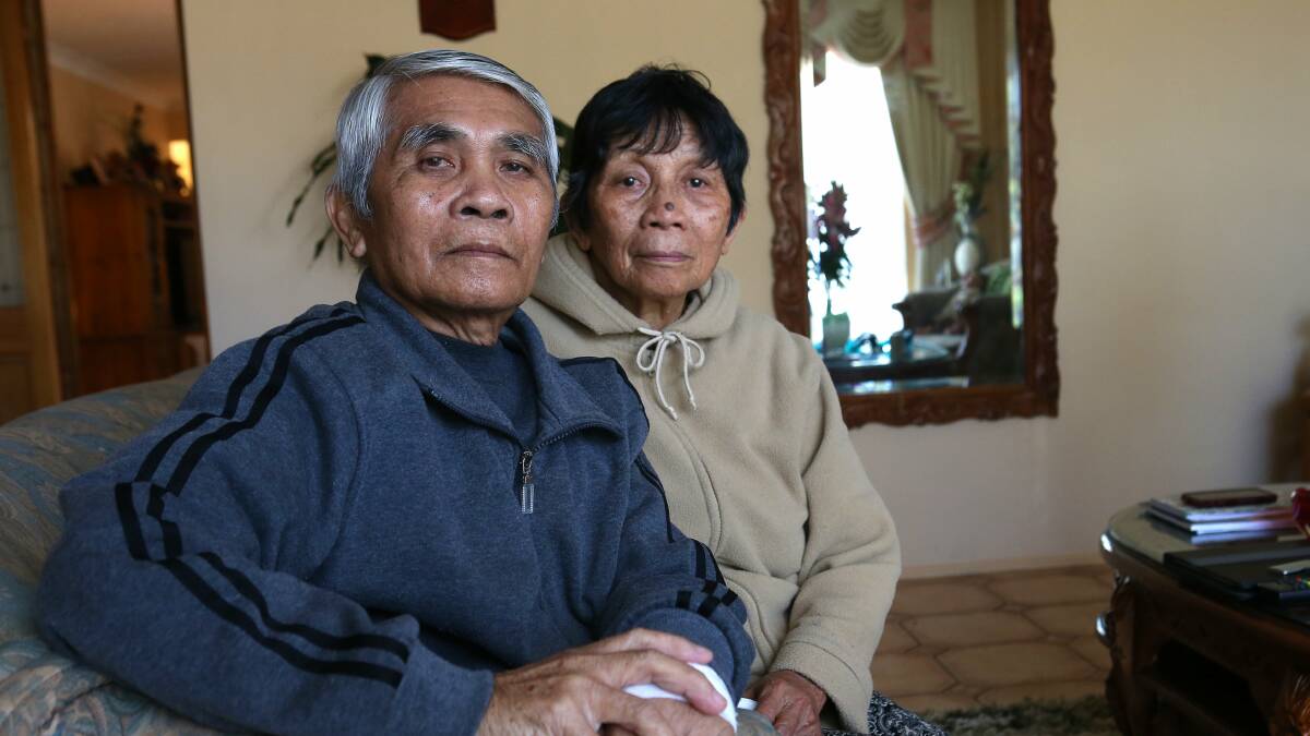 Filipino couple Oscar and Pat Espinosa have been hit with a hefty bill for Mr Espinosa's emergency surgery for bowel cancer. Picture: KIRK GILMOUR