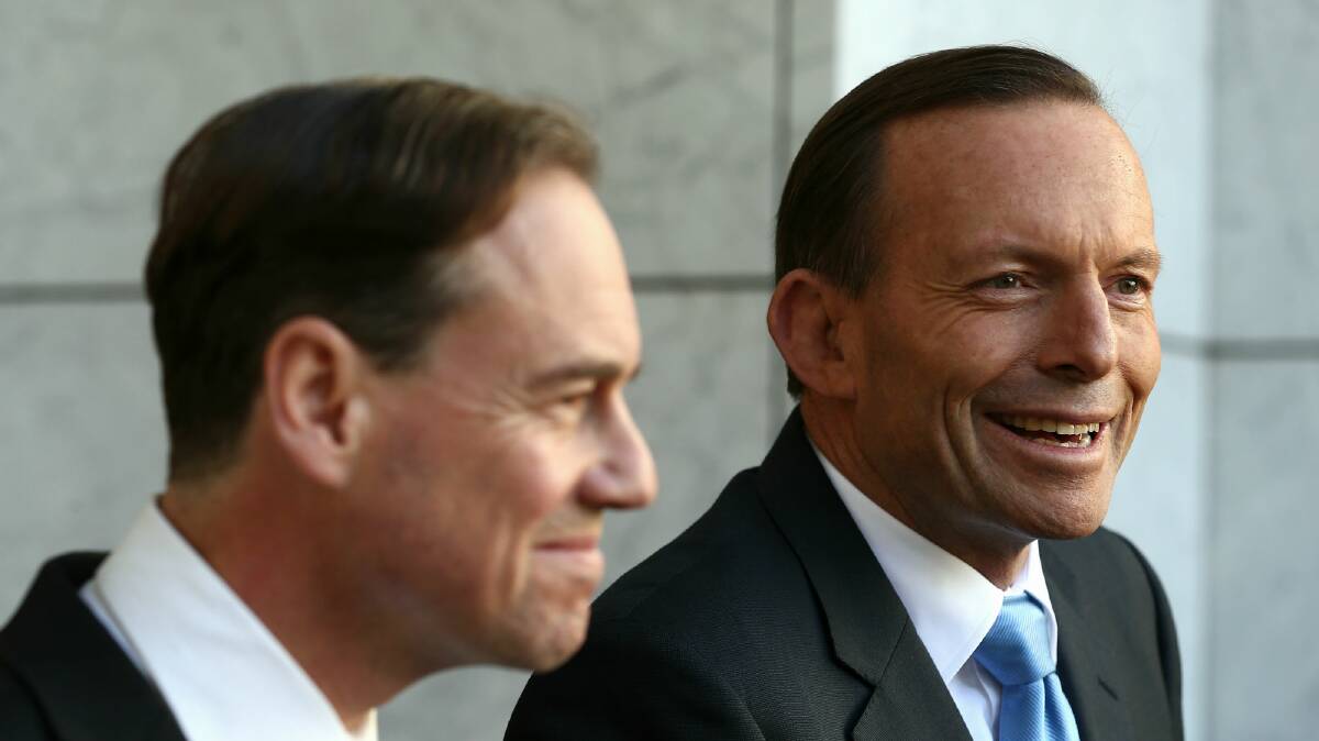 Prime Minister Tony Abbott and Environment Minister Greg Hunt. Picture: ALEX ELLINGHAUSEN