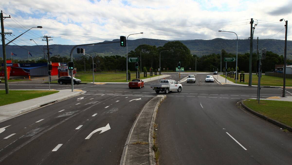 The Intersection of Fowlers Road and the Princes Highway in Dapto.