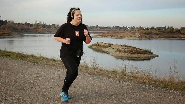The author pictured taking part in a fun run. Photo: via Twitter