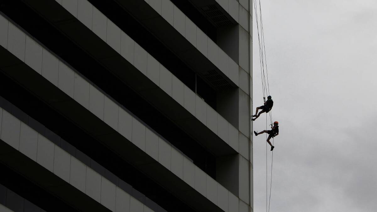 Members of the Balgownie Scouts test the ropes ahead of their fund-raiser. Pictures: ANDY ZAKELI