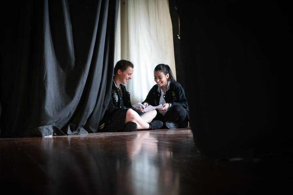 Ania Wisniewski and Adreanna Kandilas compare notes after their exam. Picture: ADAM McLEAN