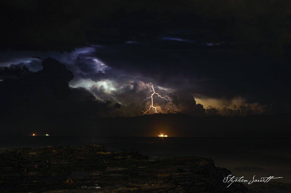 The Sunday night lightning show from Austinmer Beach. Picture: stephenjarrettphotography.com