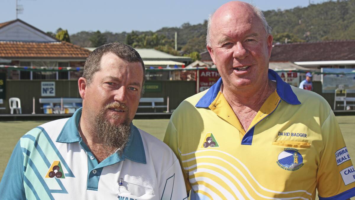 TOP two: Warilla’s Jamie Nabbe (left) beat Currarong’s David Badger (right) in the NSW State President’s Reserve Singles final. 