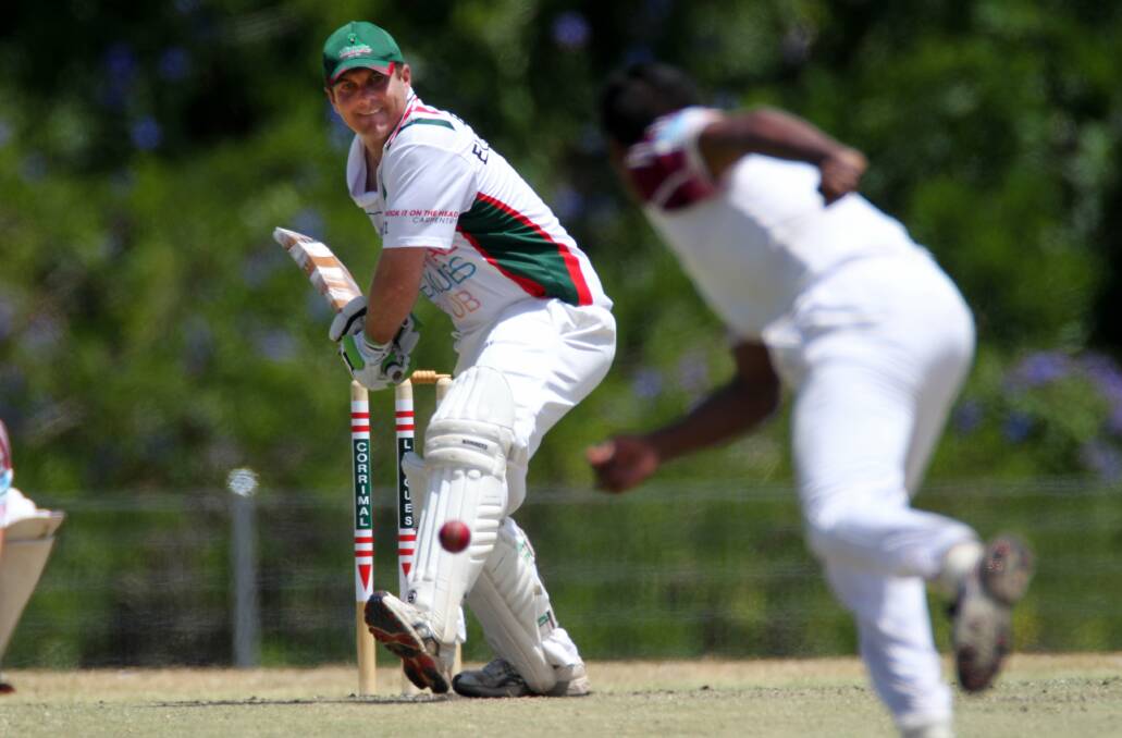 In form: Corrimal skipper Rob Fisher during his knock of 97 against Wollongong in round five. Corrimal take on  Helensburgh for the premiership lead and Twenty20 title this weekend. Picture: GREG TOTMAN