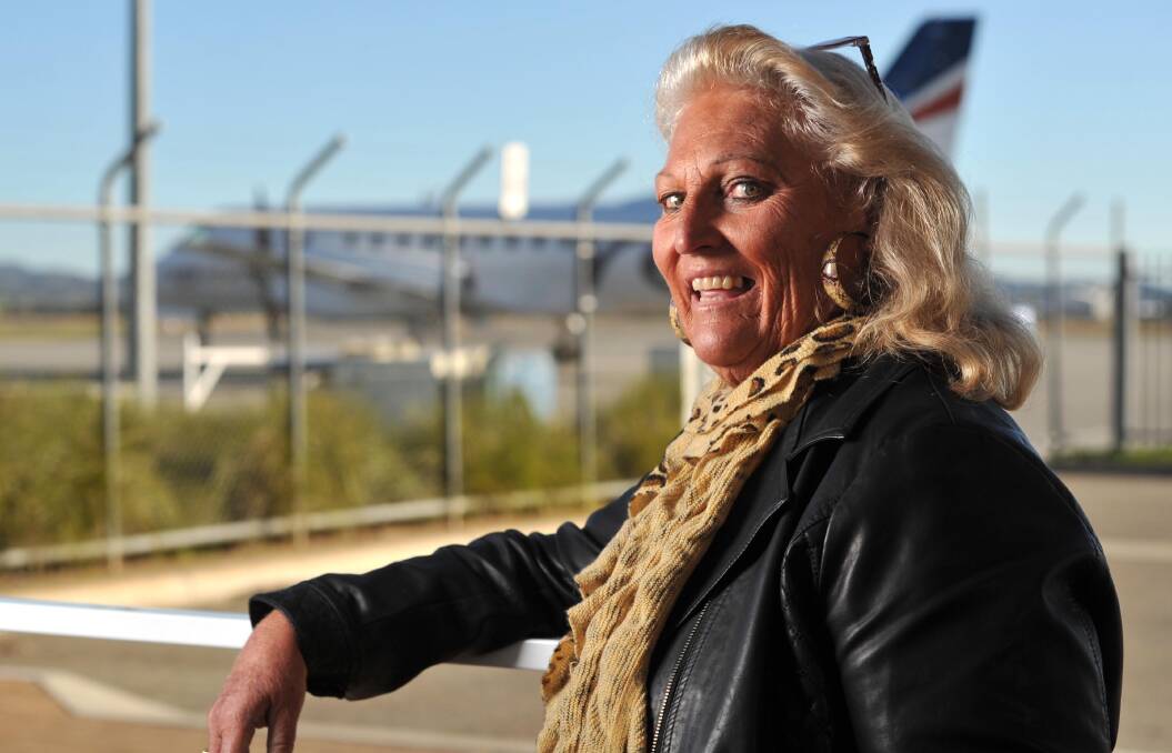 Jenny Hill at the Wagga Wagga airport waiting to catch a plane to Sydney. As she was about to board, Mrs Hill was told her kidney transplant operation had been cancelled. Photo: Michael Frogley