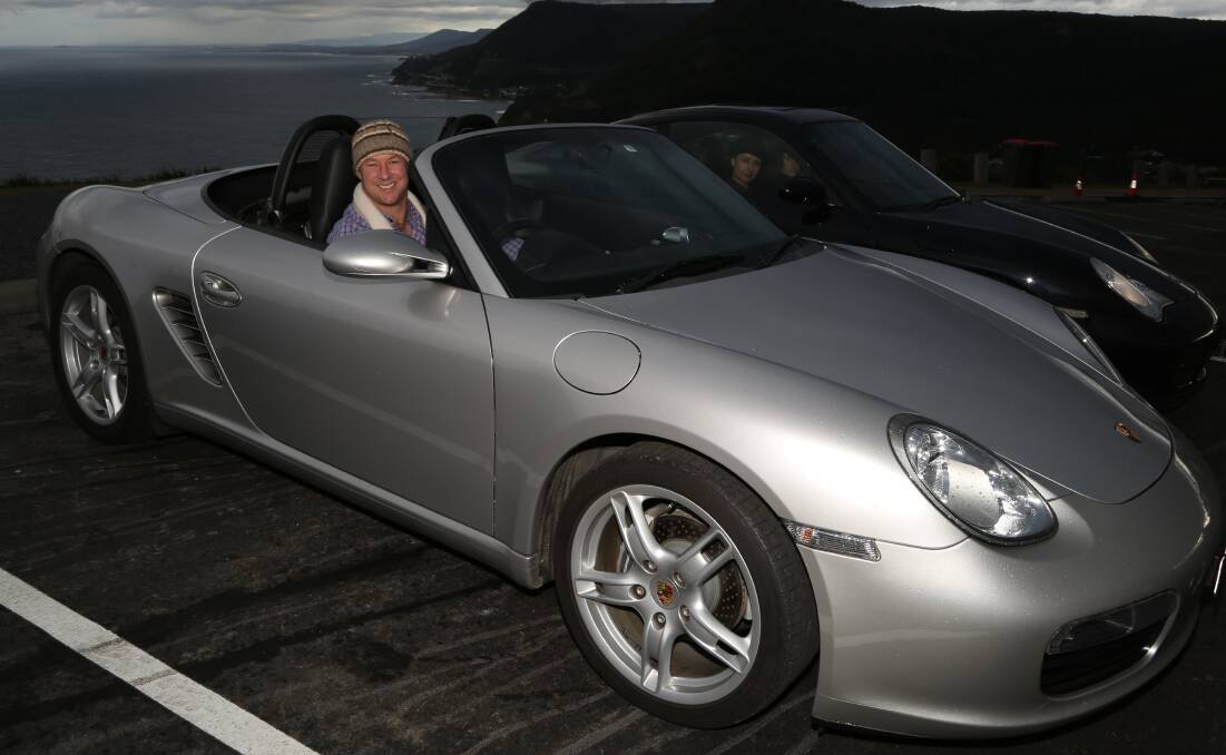 Making dreams come true: Gavin Little in a silver Porsche Boxster at Bald Hill. Picture: GREG ELLIS
