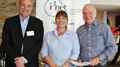  i3net chairman Emilio Salucci, membership and sponsorship director Melinda Harper and Wollongong Lord Mayor Cr Gordon Bradbery. Picture by Greg Ellis.
