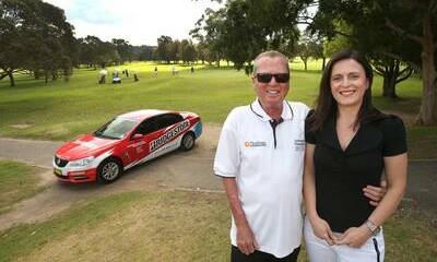 Greg Thurling and Nina Field promoting the upcoming Leukaemia Foundation golf day fundraiser at Kembla Grange.
