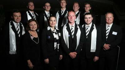 Many of the Illawarra members of the national WorldSkill team of Nick Roman, Lachlan Kerr, Tom Meters, Kallon McVicar and Scott Brown (back row) at The Illawarrs Connection dinner with John Reminis, Dianne Murray, Mikayla Brightling, Sam Spong, Matt Sawers and Troy Everett at The Illawarra Connection dinner. Picture by Greg Ellis.



