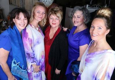 Belinda Duncombe, Emma Perrow, Wendi Leigh, Julie Price and Suzanne Haddon in Wendi Leigh Designs. Picture by Greg Ellis.


