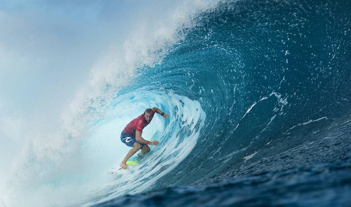 Owen Wright of Culburra Beach finished equal 3rd in the Billabong Pro Tahiti after being defeated by Jeremy Flores in the semi-finals at Teahupoo. Picture: WSL