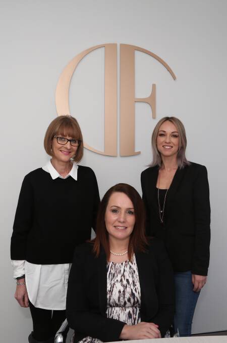 Mentorships: Michelle Forte, Diana Foye and Lisa Burling at the new Foye Legal Office in Market Street, Wollongong. Picture: Greg Ellis.
