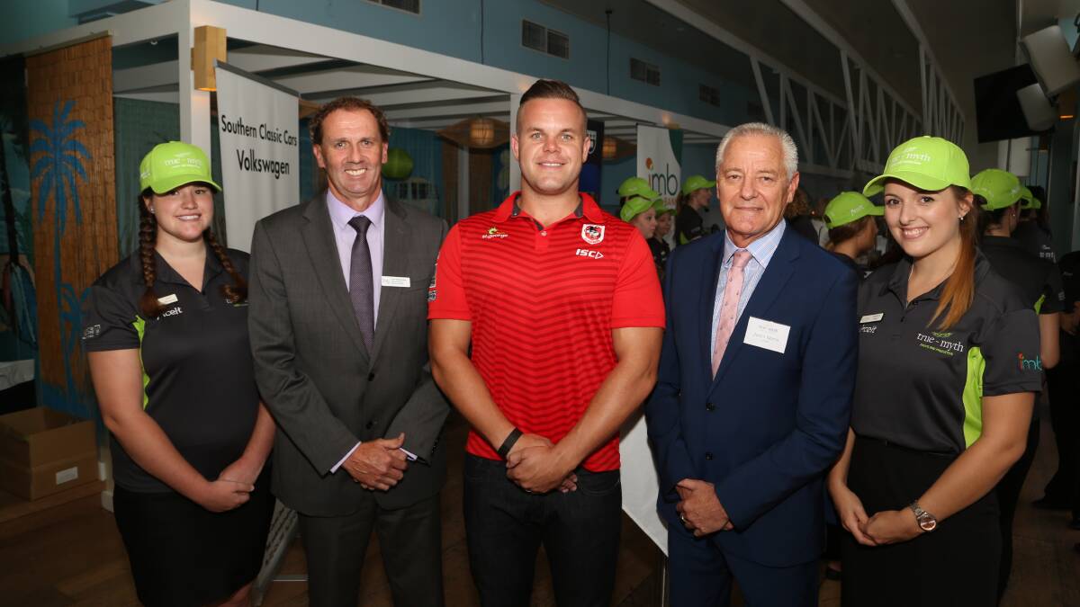 Golfing for a cause: Laura Marsland, Terry Widdicombe, Dan Hunt, Justin Norris and Rachael Reid at a networking evening at Pepe's at the Beach. Picture: Greg Ellis.