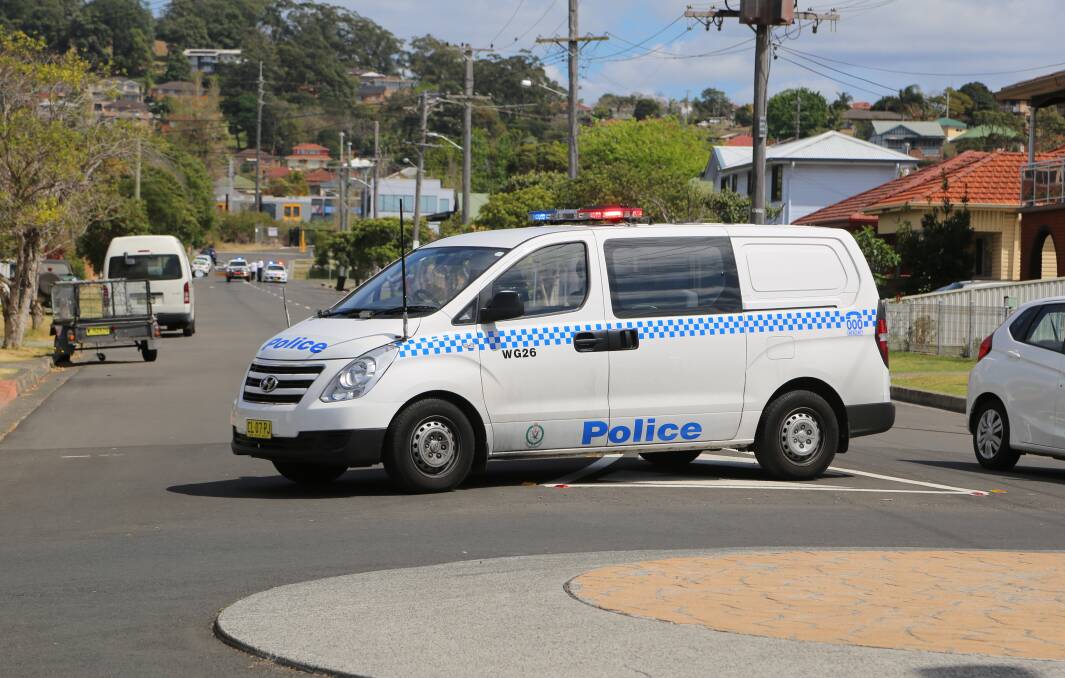 West Street, Wollongong closed off by Police in Saturday morning. Picture: Greg Ellis.

