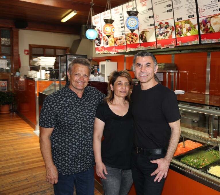 Popular with crew: Cr Leigh Colacino with Sule & Michael Yaglipinar at Turkish Paradise where many crew had lunch. 

