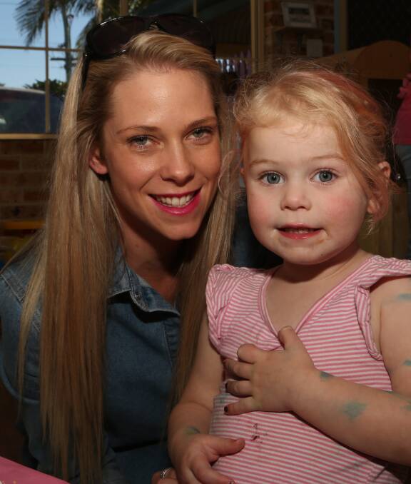 Lucky mum: Taryn Gunning and Isabella Gunning at Kiama Stars of the Future Early Learning Centre Mother's Day bake-off for women's cancer research. Pic: Greg Ellis.

