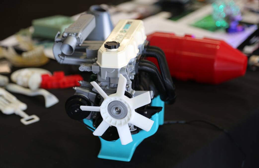 Print manufacturing: A 3D printed motor being demonstrated by Camm Pro at the Wollongong Industry Showcase. Picture: Greg Ellis.
