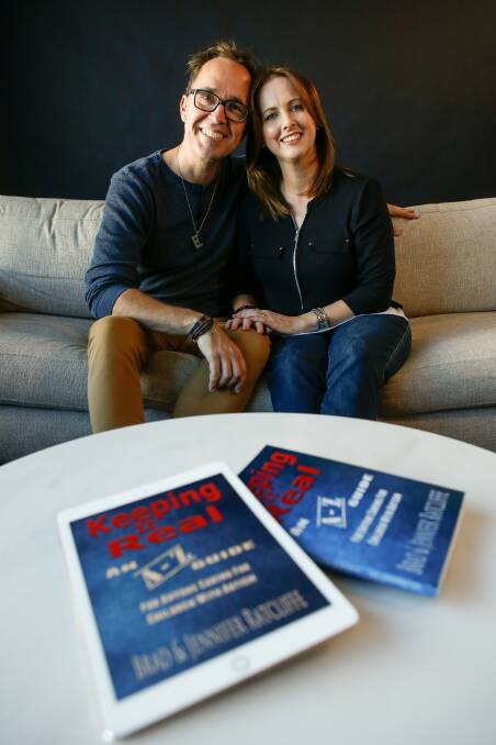 Keeping it Real: Brad and Jenn Ratcliffe have written their first book together to help other families dealing with autism. Picture: Adam McLean
