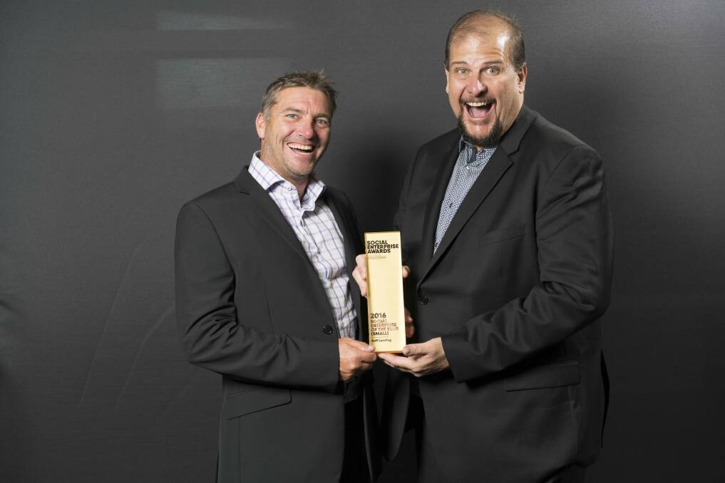 National Win: Soft Landing co-founders Andrew Douglas & Bill Dibley after being named the large Social Enterprise of the Year at the Social Enterprise Awards.

