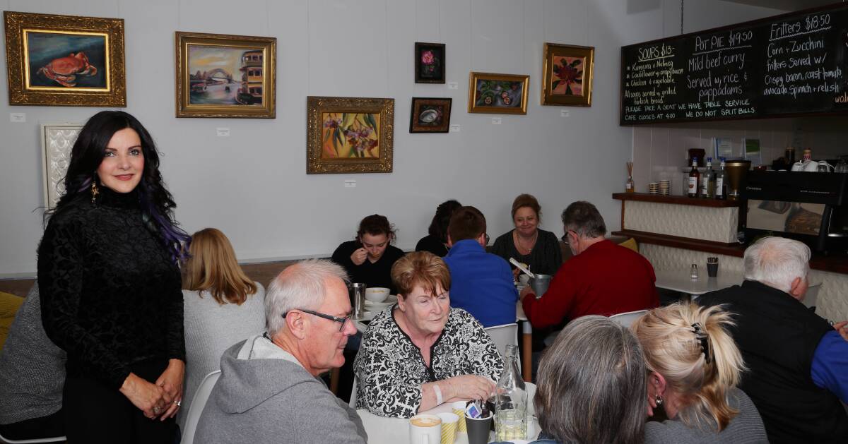 Fine food and art to digest: A diverse range of work by international artist Concetta Antico surrounds diners at Minnamurra Cafe. Picture: Greg Ellis.

