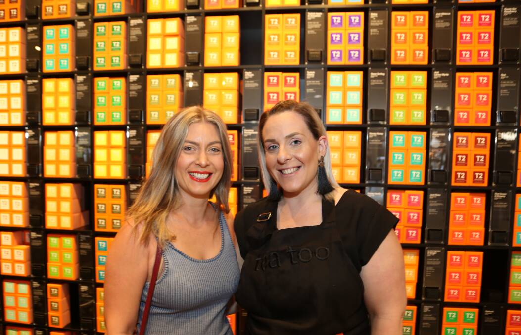 First day a fun day: T2 customer Danielle Kinnas was greeted by store manager Gabby Gigliotti as soon as she arrived to visit her favourite store. Pictures: Greg Ellis
