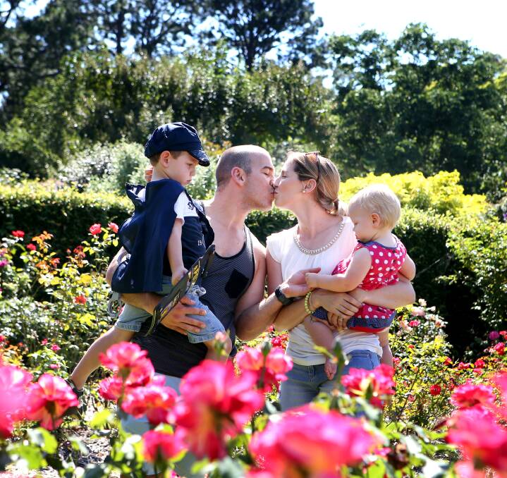 Botanical love: Daniel and Tina Struder returned with their two children to the place they got married six years ago. Picture Sylvia Liber.