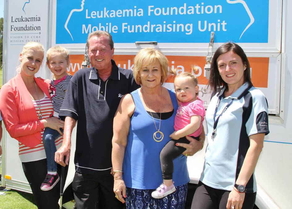 Brooke Tallon-Henniker and her daughter Madison, Greg Thurling, Bev Thurling and her granddaughter Ebony Thurling and Nina Field at the seventh annual Leukaemia Foundation Golf Day. Picture by Greg Ellis.
