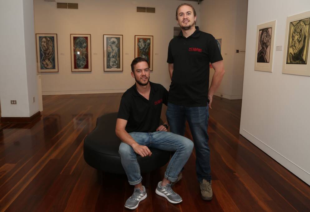 World is their oyster and every other food: Martin and Michael Papac at one of their dining venues Wollongong Art Gallery. Picture: Greg Ellis.


