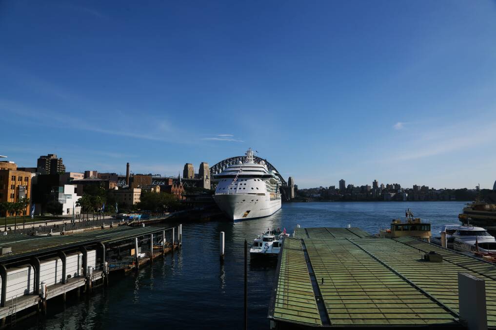 Cruising forward: Radiance of the Seas in Sydney Harbour last weekend. Picture: Greg Ellis.
