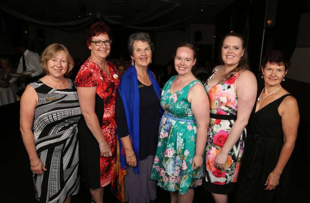 Women making a difference: Cecilie Yates, Heather Stuart, Janette Curtis, Bronwyn Hughes, Grace Freckelton and Susan Reid help the Zonta Club of Wollongong celebrate International Women's Day at Centro CBD. Picture: Greg Ellis.