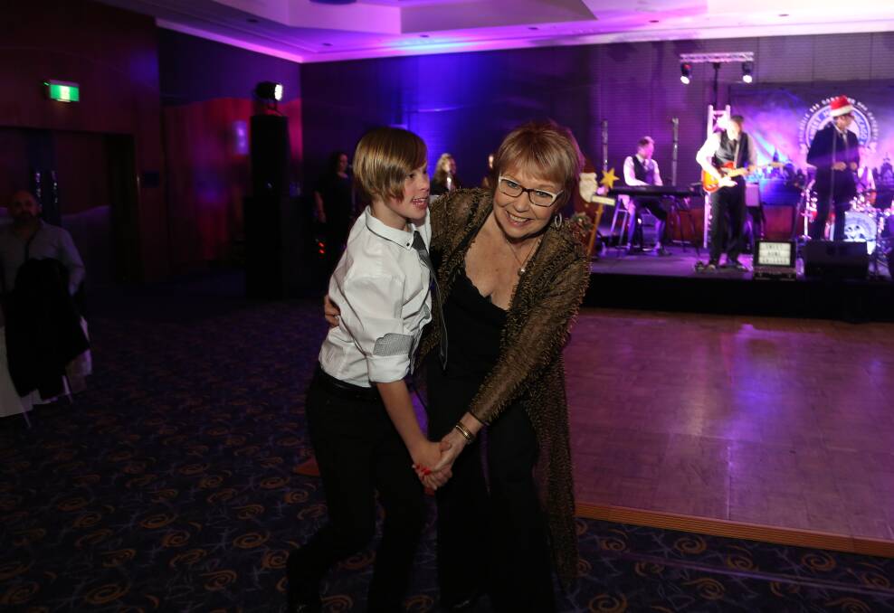 Confidence grows: Caleb Jordan dancing with Chris Beaven. Picture: Greg Ellis.
