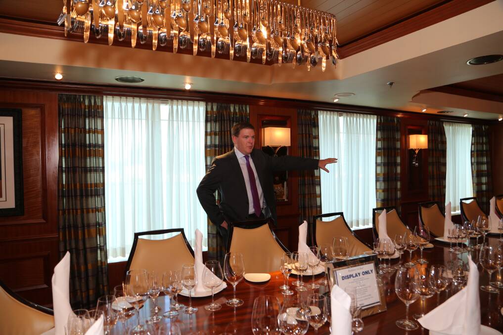 Food-a-plenty: Gavin Smith conducting a tour of the Chef's Table onboard Radiance of the Seas. Picture: Greg Ellis.
