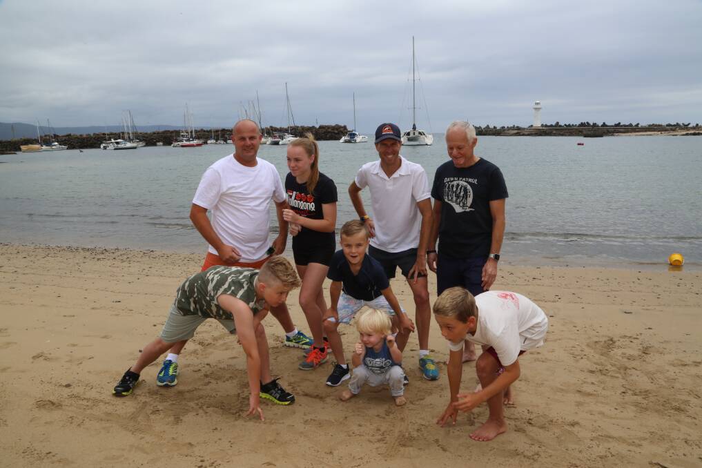 On their mark: The Lovegrove family getting ready for Australia Day Aquathon action at Wollongong Harbour. Picture: Greg Ellis.
